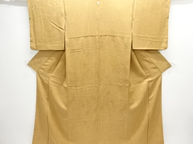 草葉模様織出し一ツ紋色無地着物